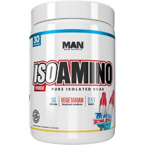 Man Sports ISO-Amino BCAA Amino Acid Powder, Blue Bomb-Sicle, 30 Servings, 210 Grams in Kuwait