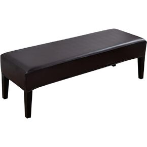 Bench Covers Stretch Slipcovers Elastic Removable Waterproof Pu Leather Seat Protector for Living Room Bedroom (PU, Chocolate)