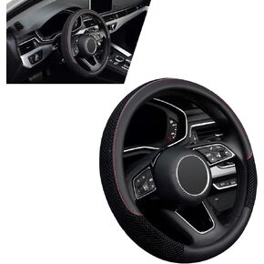 1 PC Car Steering Wheel Cover, 14.96" Breathable Ice Silk Stretch Elastic Anti-Skid All-Season Steering Wheel Protective Cover, Steering Wheel Decorative Replacement, for Cars (Black)
