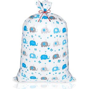 Extra Large Gift Bag for Presents,Shower Gift Bags for Boys, Jumbo Baby Gift Bag for Wedding Wrapping,Birthday, Party,Giant Huge Gifts- 56" x 36" (Blue Elephant,2 Count)