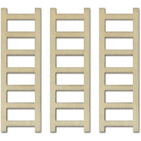 CraftMedley Wood Ladders - Miniature DIY Unfinished Wooden Dollhouse Diorama Ladders - 3 Piece - 3.25 Inches Tall, Brown