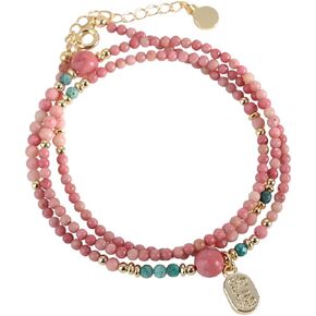 Red patterned stones Round bead Bracelet and Necklace Women Teen Girls Dainty Adjustable bracelet Fashion Jewelry Gift