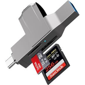 SD Card Reader, FUHAYA USB C and USB 3.0 to SD/Micro SD Memory Card Adapter for SD/Micro SD/SDHC/SDXC Compatible with iPhone 15/15 Plus/15 Pro/15 Pro Max, MacBook Pro/Air, iPad Pro, Galaxy S24/S23/S22