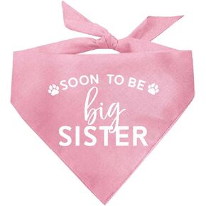 Soon to Be Big Sister Gender Reveal/Baby Announcement Dog Bandana (Baby Pink, XS 56)