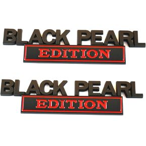 2pcs Black Pearl Emblem Decal Custom 3D Letter Black Pearl Edition Badge Sticker Compatible with Truck F150 F250 F350 Silverado 1500 2500 3500 (Black)