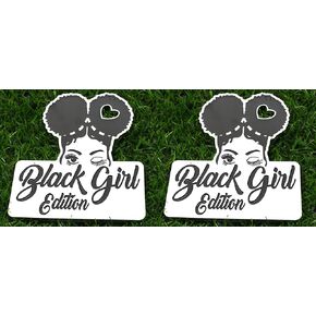 2pcs Custom Black Girl Edition Car Badge Emblem Decals Compatible Vehicles, Doors, Body, Car Side Fenders, Car Trunk Badges, Stylish Dynamic Look (Chrome)