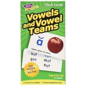 بطاقات فلاش Trend Enterprises T53008 Vowels and Vowel Teams، 3 × 6 بوصة (عبوة من 72 قطعة)