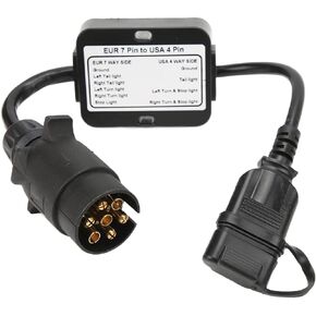 Trailer Connector European 7 Pin to American 4 Pin Taillight Circuit Converter, Trailer Light Cord Wiring Connector for Caravan Boat Trailer