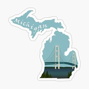 Michigan: Mackinac Bridge Sticker - Sticker Graphic - Auto, Wall, Laptop, Cell, Truck Sticker for Windows, Cars, Trucks