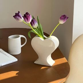Ceramic Flower Vase, Unique Vase for Home Office Table Decor Housewarming Festival Gift (Amber)