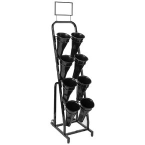 Floral Cart with 8 Plastic Vases and Sign Frame in Black, 15.5 in W x 69 in H x 20 in D
