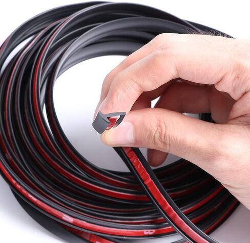 5M/16.5Ft Universal Self Adhesive Auto Rubber Weather Draft Seal Strip, Car Windshield Edge Moulding Sealing Strip Soundproof T-Type Rubber Edge Protector Trim, Black, 6 * 10mm in Saudi Arabia