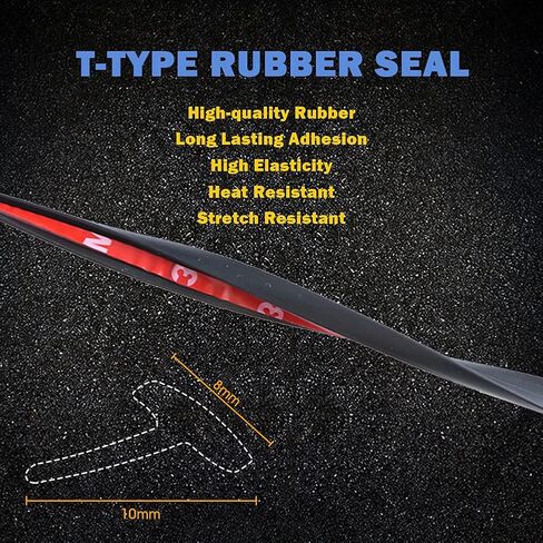 5M/16.5Ft Universal Self Adhesive Auto Rubber Weather Draft Seal Strip, Car Windshield Edge Moulding Sealing Strip Soundproof T-Type Rubber Edge Protector Trim, Black, 6 * 10mm in Saudi Arabia