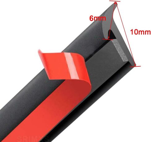 5M/16.5Ft Universal Self Adhesive Auto Rubber Weather Draft Seal Strip, Car Windshield Edge Moulding Sealing Strip Soundproof T-Type Rubber Edge Protector Trim, Black, 6 * 10mm in Saudi Arabia