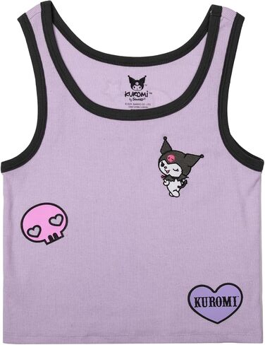 Kuromi Character with Icons Sleeveless Purple Women's Ribbed Tank Top in Saudi Arabia