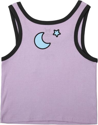 Kuromi Character with Icons Sleeveless Purple Women's Ribbed Tank Top in Saudi Arabia