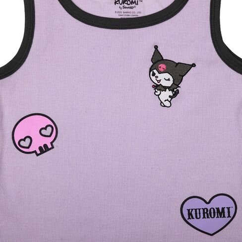 Kuromi Character with Icons Sleeveless Purple Women's Ribbed Tank Top in Saudi Arabia