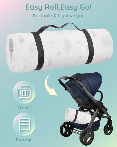 Lilian&Gema Pack and Play Mattress 38"x26"x1.5" Portable Playpen Mattress | Soft,Breathable,Waterproof,Removable Cover,Skin Friendly Fabric,Leak-Free, Machine-Washable,Pack n Play Mattress Pad in Saudi Arabia