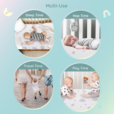 Lilian&Gema Pack and Play Mattress 38"x26"x1.5" Portable Playpen Mattress | Soft,Breathable,Waterproof,Removable Cover,Skin Friendly Fabric,Leak-Free, Machine-Washable,Pack n Play Mattress Pad in Saudi Arabia