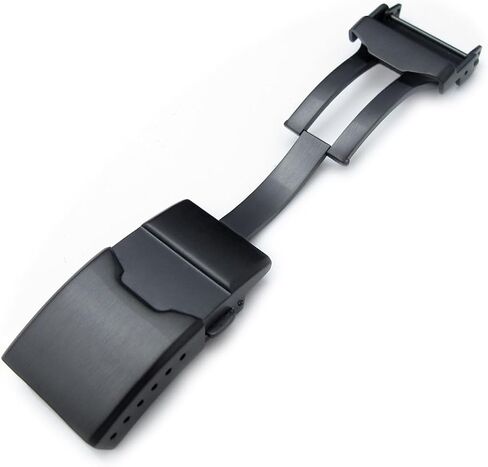 سوار ساعة MiLTAT 18 مم بمشبك بديل اللون أسود على شكل شطب 6 فتحات ضبط in Kuwait