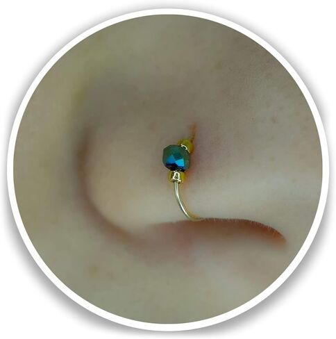 حلقة ثقب أنف صغيرة رفيعة مملوءة بالذهب عيار 14 قيراط - حلقة أنف ثقبية 2 مم - حلقة أنف رفيعة جدًا مقاس 24 حلقات أنف صغيرة مثقوبة in Kuwait