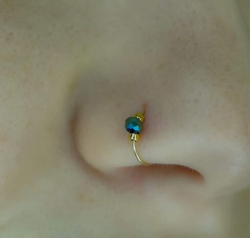 حلقة ثقب أنف صغيرة رفيعة مملوءة بالذهب عيار 14 قيراط - حلقة أنف ثقبية 2 مم - حلقة أنف رفيعة جدًا مقاس 24 حلقات أنف صغيرة مثقوبة in Kuwait