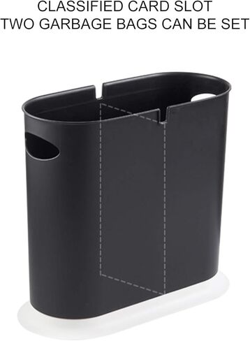 سلة مهملات مستطيلة سعة 10 لتر من البولي بروبيلين من Sfozstra مع غطاء، فتحة بالضغط العلوي، دلو بطانة قابل للإزالة، مقبض محمول، للحمام والمطبخ والمكتب (أسود) in Kuwait