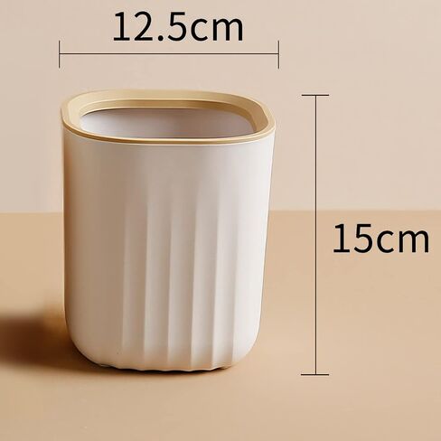 Open Top Mini Trash Can Rectangle Wastebasket for Bathroom Vanity, Desktop, Tabletop or Coffee Table - Dispose of Cotton Rounds, Makeup Sponges, Tissues; 2 Liter (Rectangle Open-Top - White) in Saudi Arabia