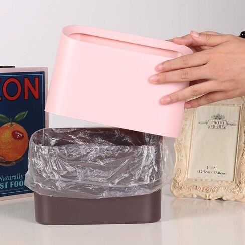 Open Top Mini Trash Can Rectangle Wastebasket for Bathroom Vanity, Desktop, Tabletop or Coffee Table - Dispose of Cotton Rounds, Makeup Sponges, Tissues; 2 Liter (Rectangle Open-Top - White) in Saudi Arabia