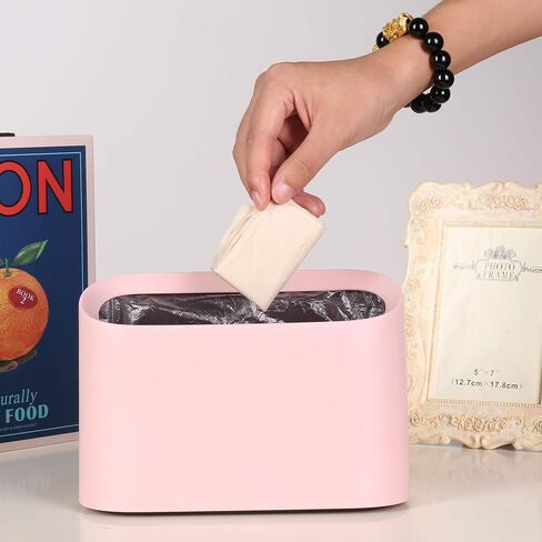 Open Top Mini Trash Can Rectangle Wastebasket for Bathroom Vanity, Desktop, Tabletop or Coffee Table - Dispose of Cotton Rounds, Makeup Sponges, Tissues; 2 Liter (Rectangle Open-Top - White) in Saudi Arabia