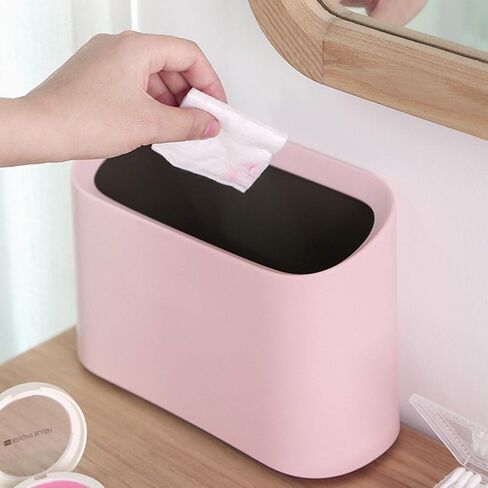 Open Top Mini Trash Can Rectangle Wastebasket for Bathroom Vanity, Desktop, Tabletop or Coffee Table - Dispose of Cotton Rounds, Makeup Sponges, Tissues; 2 Liter (Rectangle Open-Top - White) in Saudi Arabia