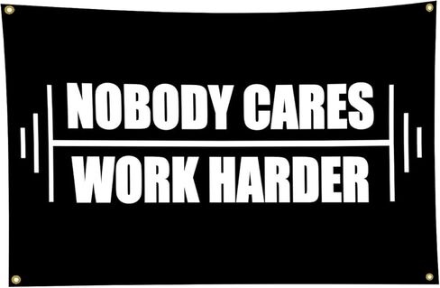 علم الصالة الرياضية 3x5 قدم لا أحد يهتم بالعمل بجدية العلم لتعليق جدار الغرفة واللياقة البدنية نسيج الكلية والمسكن ديكور لافتة غرفة النوم الداخلية علامة الرياح الثقيلة مع النحاس in Kuwait