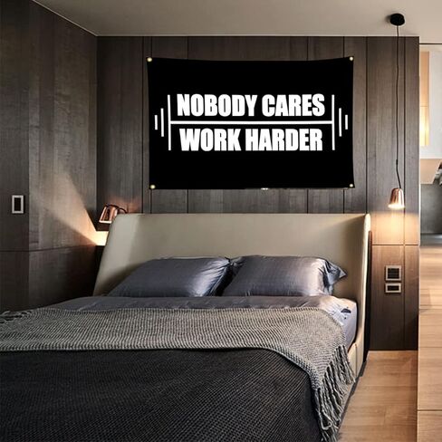 علم الصالة الرياضية 3x5 قدم لا أحد يهتم بالعمل بجدية العلم لتعليق جدار الغرفة واللياقة البدنية نسيج الكلية والمسكن ديكور لافتة غرفة النوم الداخلية علامة الرياح الثقيلة مع النحاس in Kuwait