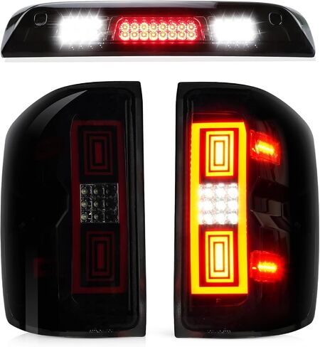 LED Tail Light Fit for Chevy Silverado 1500 2500 HD 3500 HD 2014-2018, for GMC Sierra 3500 HD 2015-2018 with Dual Wheel [Factory Halogen Model] Driver and Passenger Side Taillights, Smoke Lens in Saudi Arabia