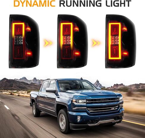 LED Tail Light Fit for Chevy Silverado 1500 2500 HD 3500 HD 2014-2018, for GMC Sierra 3500 HD 2015-2018 with Dual Wheel [Factory Halogen Model] Driver and Passenger Side Taillights, Smoke Lens in Saudi Arabia