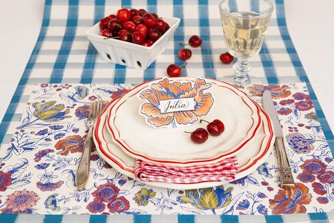 لفة مفرش طاولة ورقية - نمط منقوش مربعات الجاموس الأزرق والأبيض للحفلات أو حفلات الزفاف - مفرش طاولة للاستعمال مرة واحدة صناعة أمريكية in Kuwait