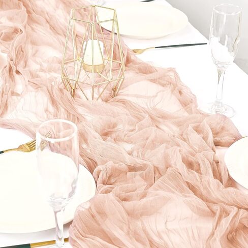 6Pack Cheesecloth Table Runner,Boho Table Runner,Blush Table Runner, Cheesecloth Table Runner 29"x120"Gauze Table Runner,Gauze Semi-Sheer Table Runner for Wedding,Baby Shower Birthday Party(Blush) in Saudi Arabia