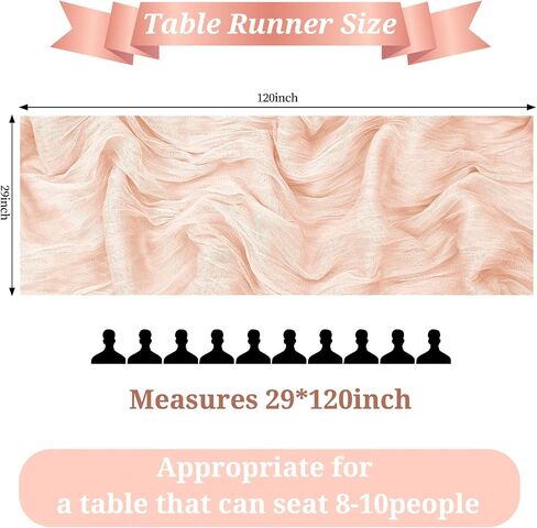 6Pack Cheesecloth Table Runner,Boho Table Runner,Blush Table Runner, Cheesecloth Table Runner 29"x120"Gauze Table Runner,Gauze Semi-Sheer Table Runner for Wedding,Baby Shower Birthday Party(Blush) in Saudi Arabia