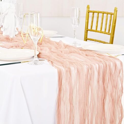 6Pack Cheesecloth Table Runner,Boho Table Runner,Blush Table Runner, Cheesecloth Table Runner 29"x120"Gauze Table Runner,Gauze Semi-Sheer Table Runner for Wedding,Baby Shower Birthday Party(Blush) in Saudi Arabia