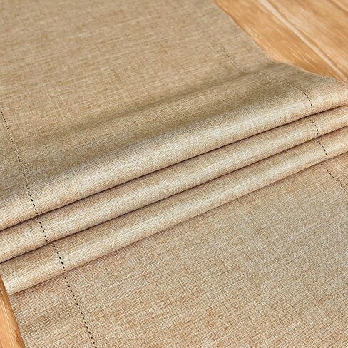 Farmhouse Hemstitch Border Table Runner Faux Linen Rustic Table Runners Solid Beige Rectangle Table Decoration for Dining Coffee Table Home Kitchen Party 13x36 Inch in Kuwait