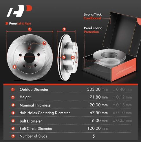 A-Premium 11.93 inch (303mm) Rear Drilled and Slotted Disc Brake Rotors + Ceramic Pads Kit Compatible with Select Chevy and GMC Models - Equinox/Terrain 2010 2011 2012 2013 2014 2015 2016 2017 in Saudi Arabia