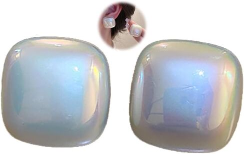 Large Pearl Geometric Earrings Silver Simple Stud Bohemian Statement Earrings for Women Girls Wedding Daily Party in Kuwait