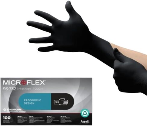 MICROFLEX MidKnight MK-296 Disposable Nitrile Gloves for Mechanics, Auto, Cleaning, Tattoos in Saudi Arabia