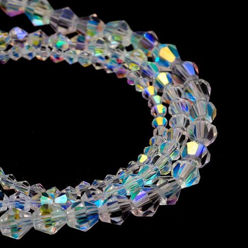 YouLuo Bicone Crystal Glass Beads Faceted Bicone Clear AB Crystal Beads Loose Spacers Beads Bulk for DIY Craft Bracelet Necklace Earring Keychain Dolls Jewelry Making 100Pcs (Crystal Ab, 4mm) in Saudi Arabia