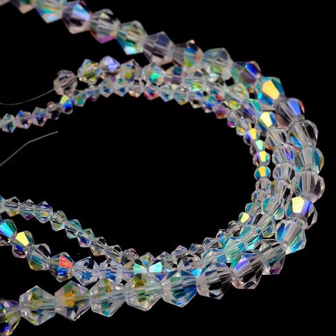 YouLuo Bicone Crystal Glass Beads Faceted Bicone Clear AB Crystal Beads Loose Spacers Beads Bulk for DIY Craft Bracelet Necklace Earring Keychain Dolls Jewelry Making 100Pcs (Crystal Ab, 4mm) in Saudi Arabia