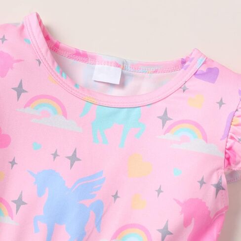 Baby Girls Dress Unicorn Casual Flutter Sleeve Swing Sundress Birthday Party Summer Playwear Dresses 1-8 Years Old in Kuwait