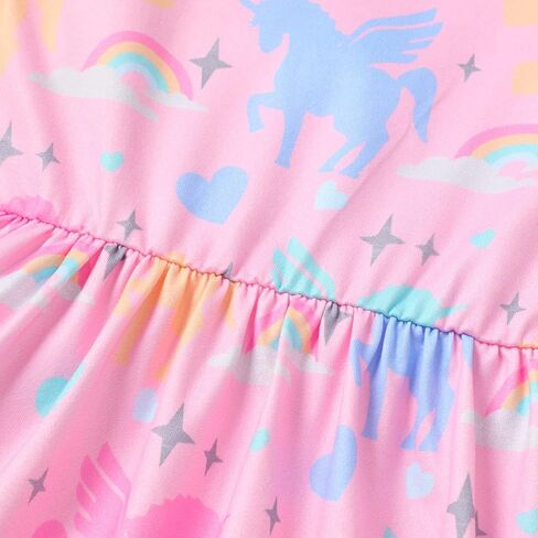 Baby Girls Dress Unicorn Casual Flutter Sleeve Swing Sundress Birthday Party Summer Playwear Dresses 1-8 Years Old in Kuwait