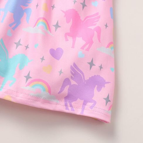 Baby Girls Dress Unicorn Casual Flutter Sleeve Swing Sundress Birthday Party Summer Playwear Dresses 1-8 Years Old in Kuwait