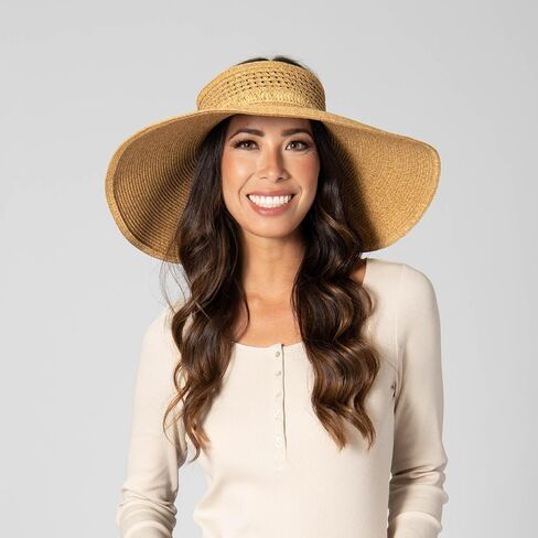 Women's Wide Brim Roll Up Visor, Toast in Saudi Arabia