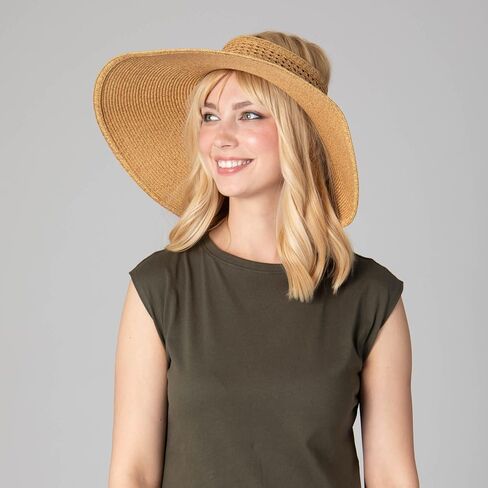 Women's Wide Brim Roll Up Visor, Toast in Saudi Arabia